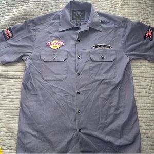 Hard Rock Cafe Osaka Japan Mechanic Button Up Shirt Size M